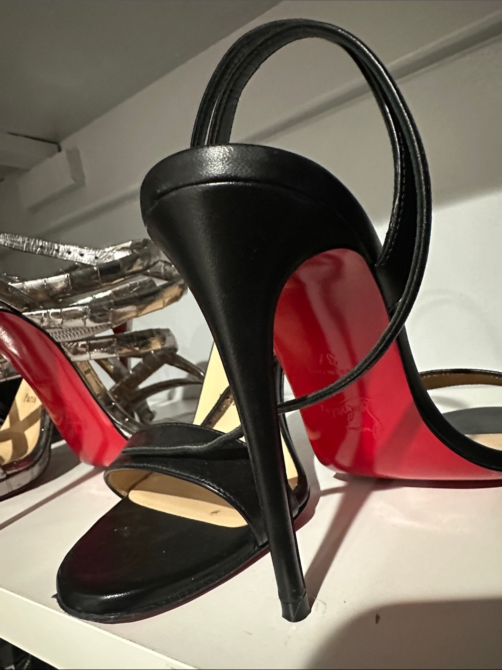 Christian Louboutin Black Strappy Leather Heels - Picture 8 of 9